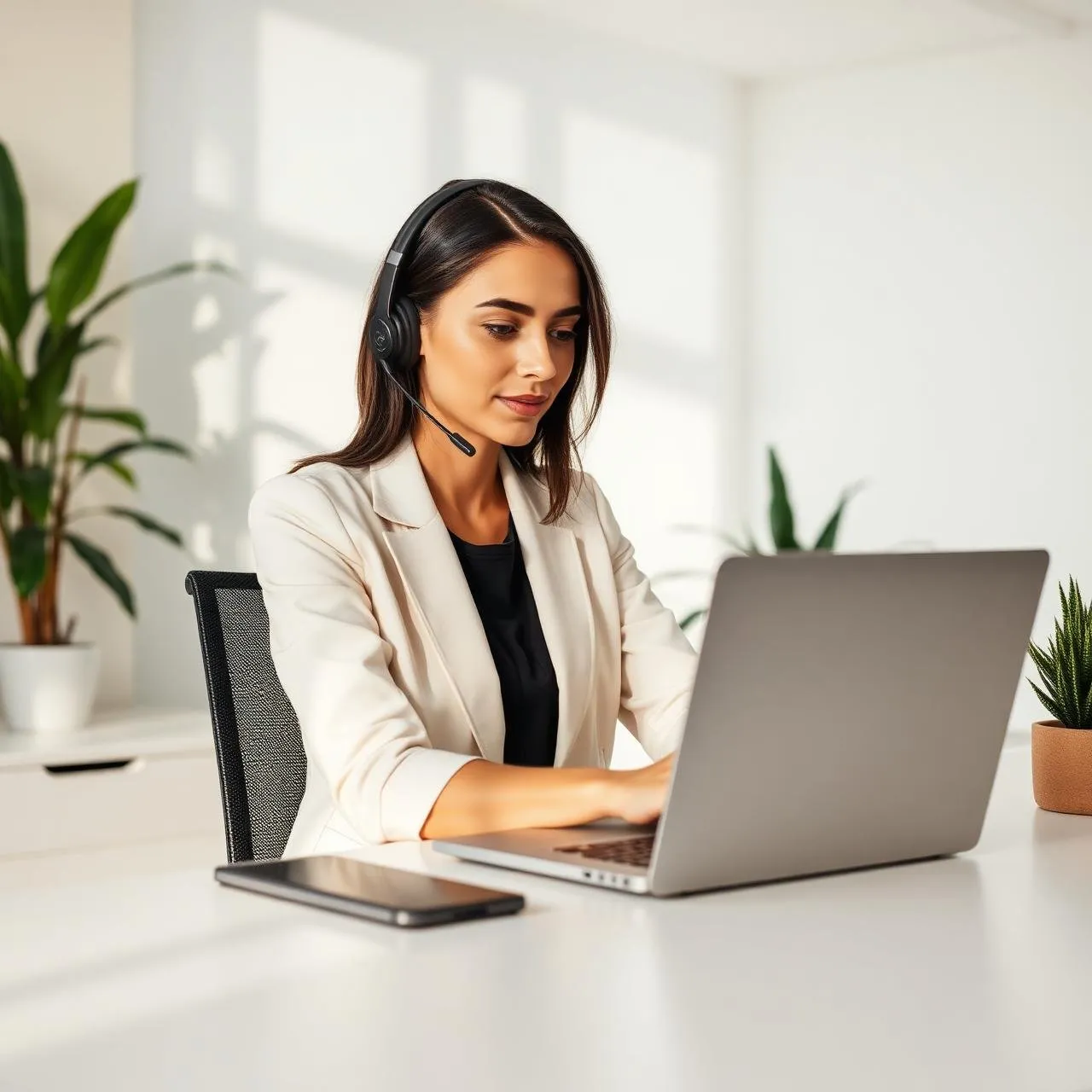 Professionelle Anwenderin der Wildix Cloud Telefonanlage